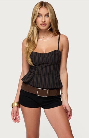 Kiya Striped Peplum Top image number 1