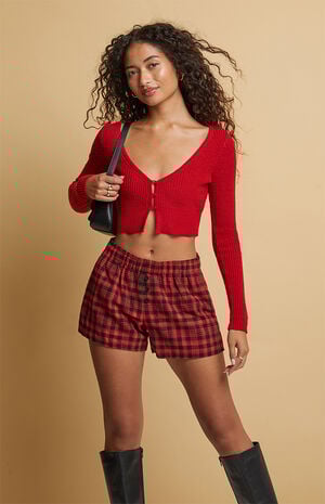Red Plaid Boxer Shorts image number 2