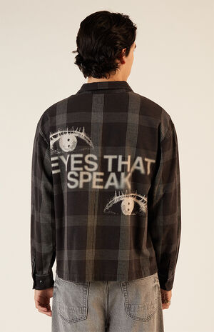 Black Graphic Flannel Shirt image number 1