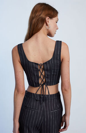 Recycled Lace-Up Corset Top image number 3