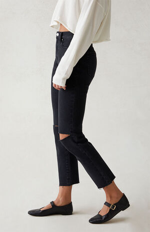 Stretch Black Ripped Vintage Skinny Jeans image number 3