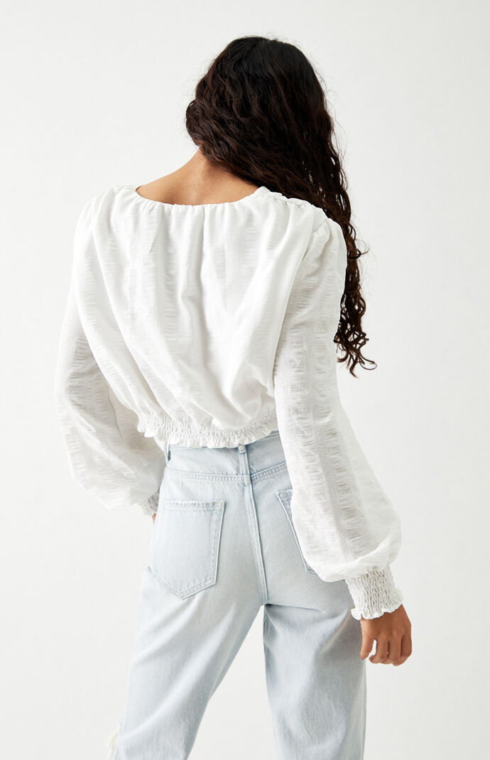 Front Tie Long Sleeve Top