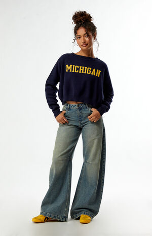 Michigan Wolverines Ivy Knit Cropped Sweater image number 4