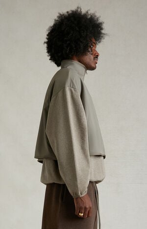 Dust Heather Grey Nylon Fleece Mock Neck Sweatshirt image number 3