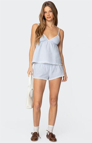 Danna Pinstripe Babydoll Tank Top image number 5