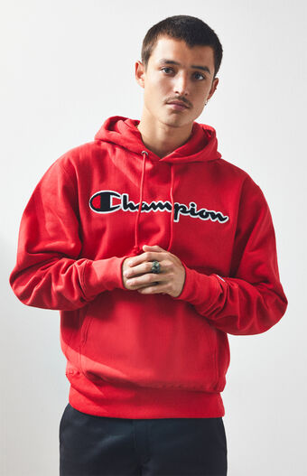 Champion Reverse Weave Chenille Script Pullover Hoodie Pacsun