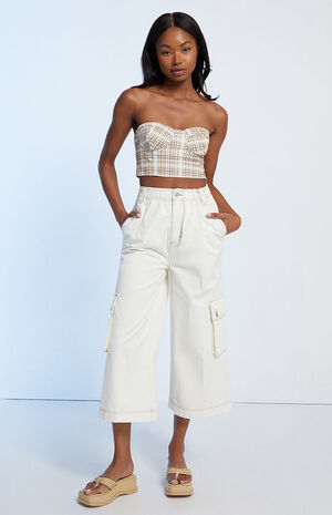 Strapless Plaid Bustier Top image number 1