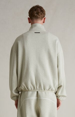 Heather Stone & Cloud White Modern Fleece Track Jacket image number 4