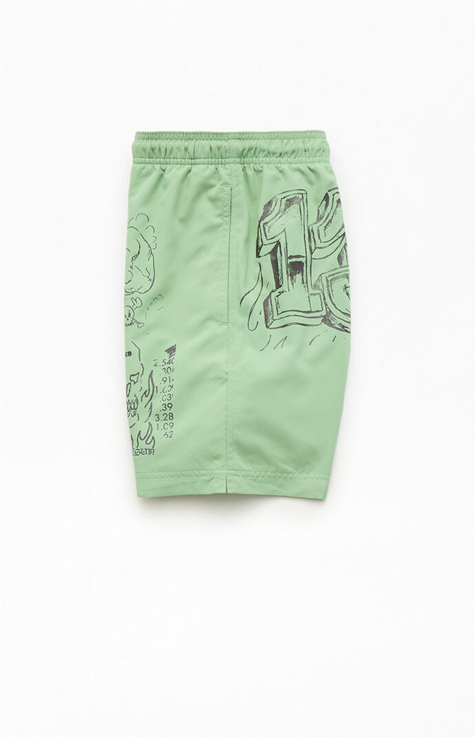 Pacsun Sketchbook Seersucker 6.5" Swim Trunks