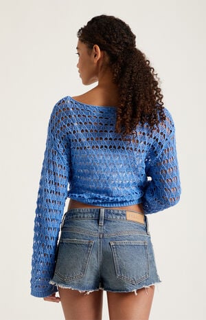 Jamie Denim Micro Shorts Raw Cut Medium Blue image number 4