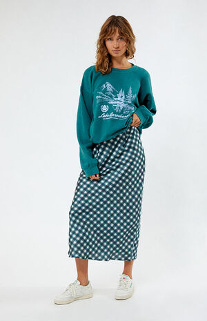 Plaid Satin Midi Skirt image number 1
