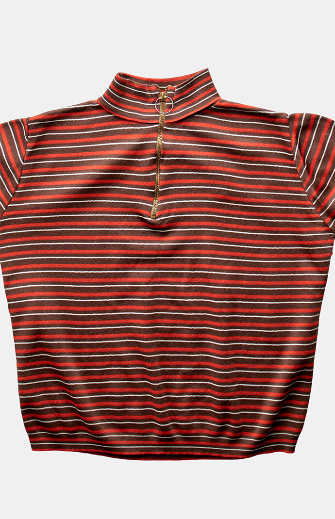 PS VINTAGE 90s Striped Quarterzip Cropped Sweatshirt