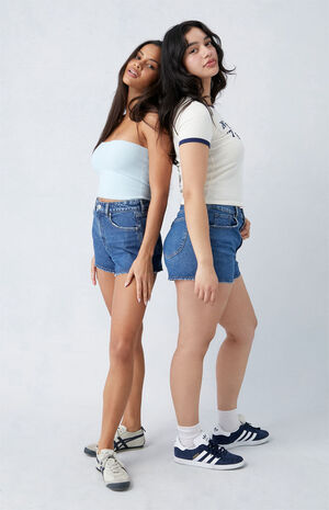 Eco Stretch Dark Indigo Curve Mom Shorts image number 2