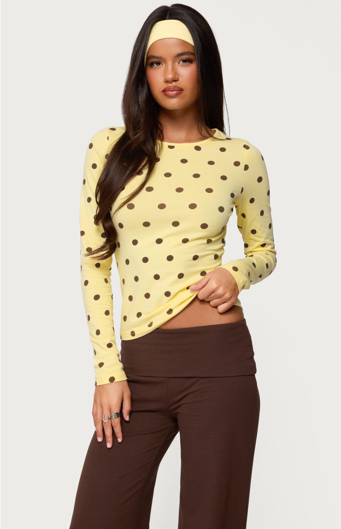 Edikted Maricelle Polka Dot Long Sleeve T-Shirt