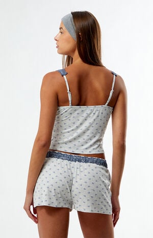 Floral Print Knit Pajama Tank & Shorts Two-Piece Set image number 4