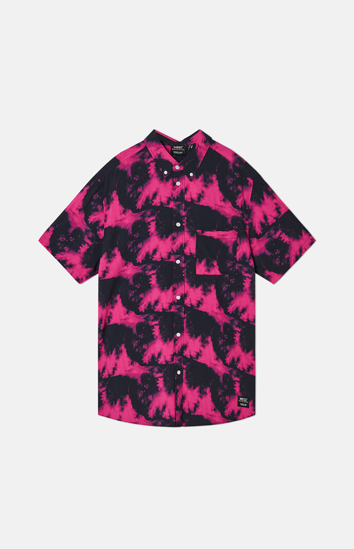 Oden Pink Glo Tie-Dye Camp Shirt