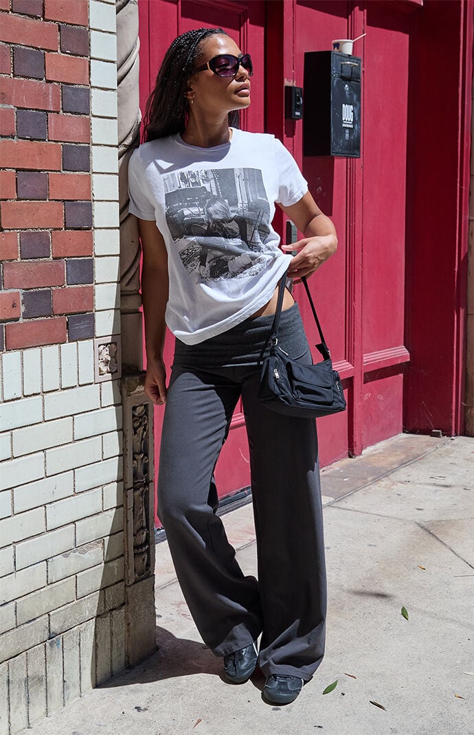 John Galt Black and Gray Priscilla Flare Pants