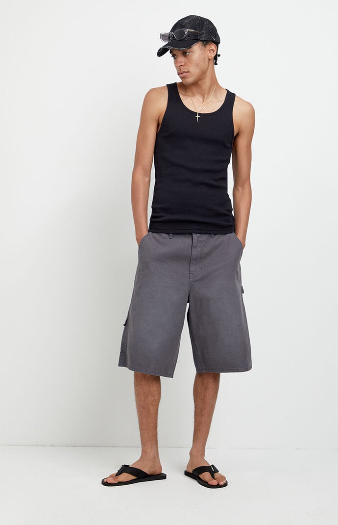 Pacsun Austin Extreme Baggy Jean Shorts Cargo Carpenter Charcoal