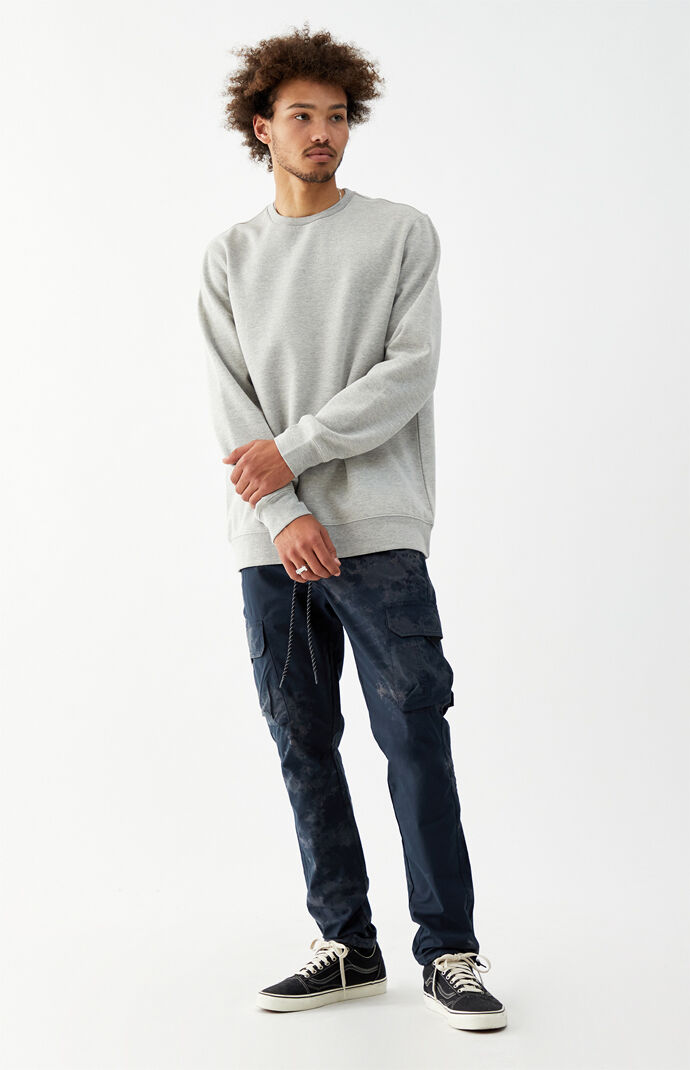 Utility Tie-Dyed Navy Nylon Slim Cargo Pants