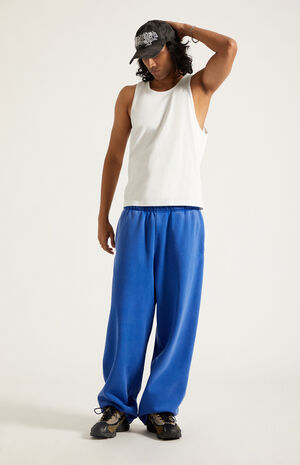 Blue Washed Fleece Extreme Baggy Sweatpants image number 6