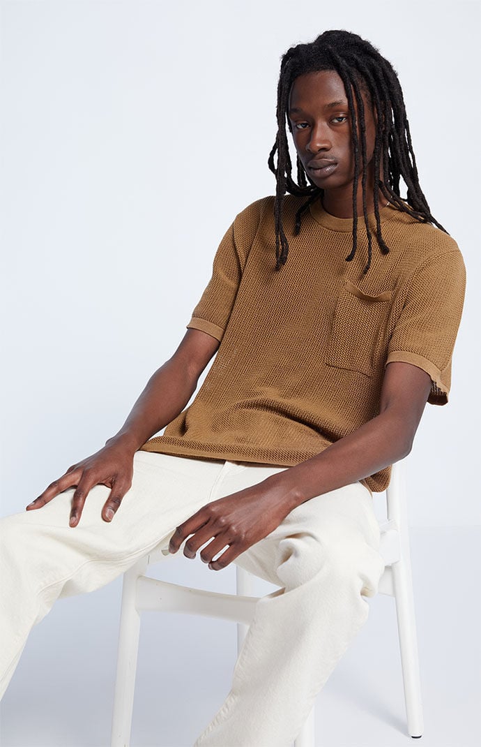 Pacsun Brown Open Mesh Knit Shirt | Pacsun