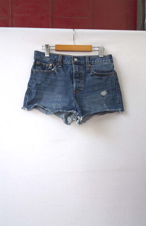 Upcycled Levi's Medium Blue Wash Denim Shorts image number 1