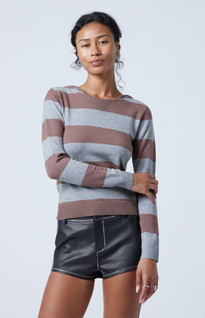Striped Studded Hooded Sweater image number 2