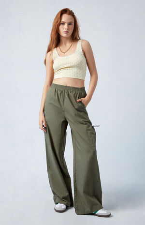 Linen Pull-On Baggy Cargo Pants image number 1