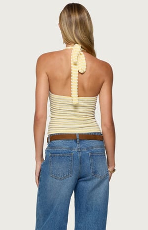 Lovina Textured Striped Halter Top image number 3