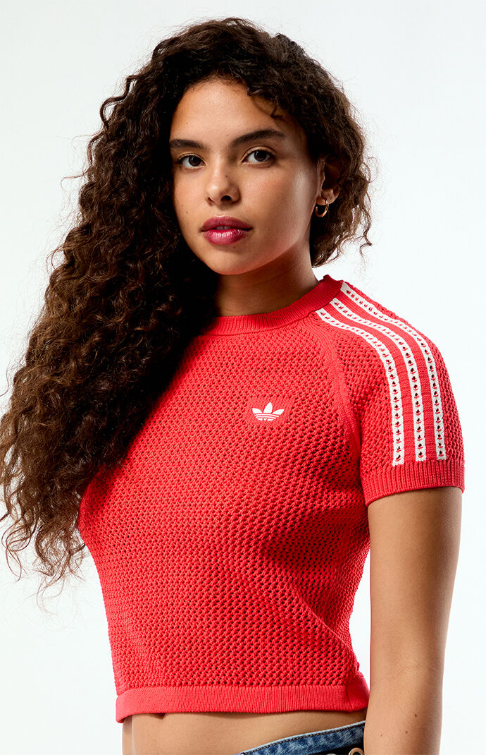 adidas Knit Crochet Short Sleeve Top
