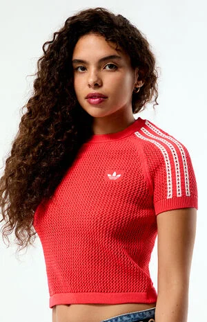 Knit Crochet Short Sleeve Top image number 1