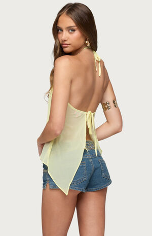 Chiffon Split Back Halter Top image number 3