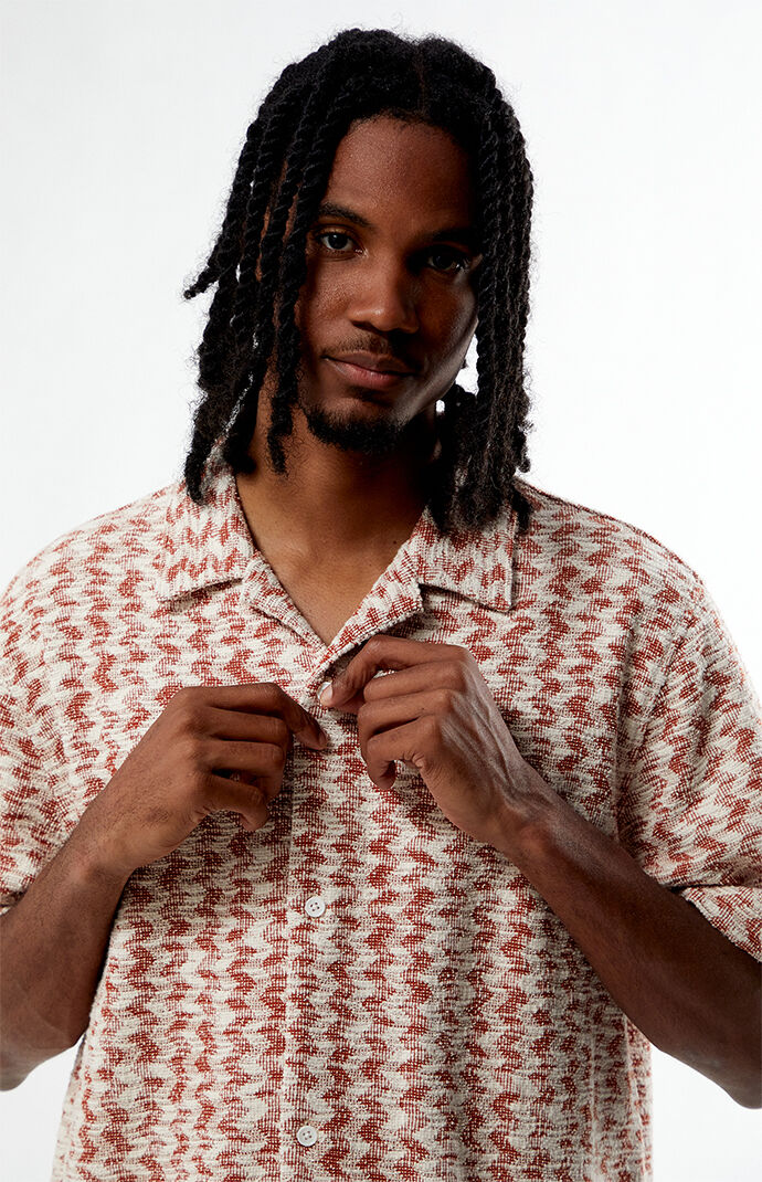 Pacsun Orange Textured Oversized Resort Camp Shirt