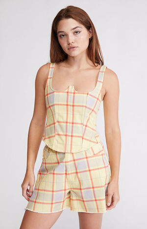 Plaid Seamed Corset Top image number 1