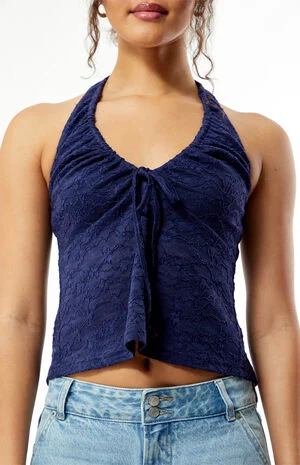 Isabel Floral Crochet Halter Top image number 2