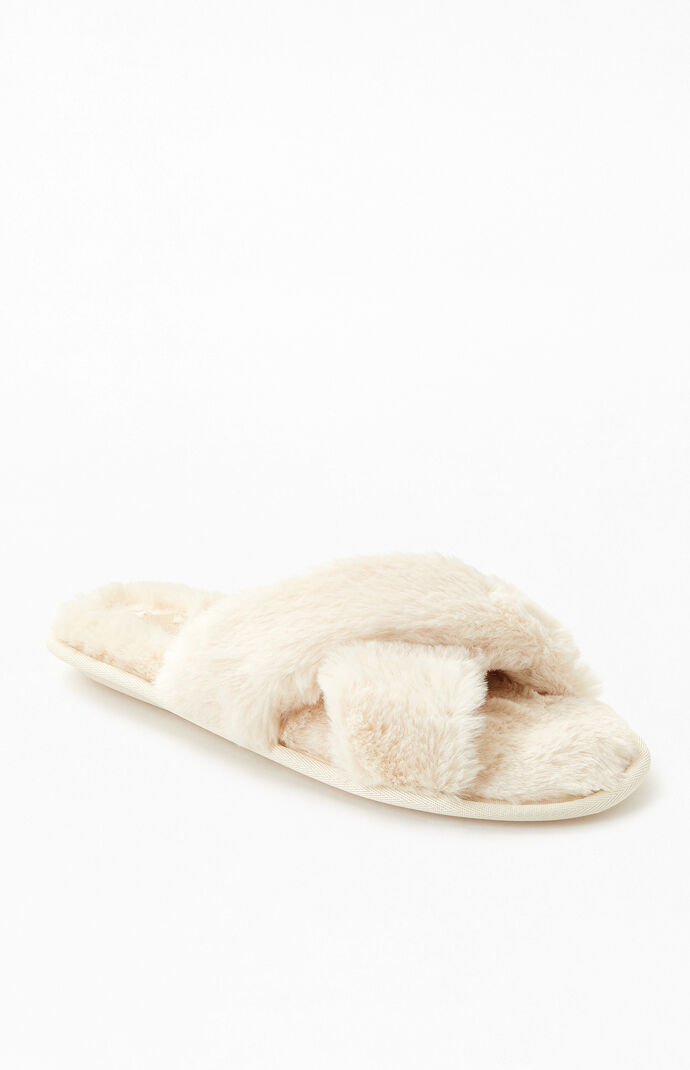 By PacSun Nude Fuzzy Slippers