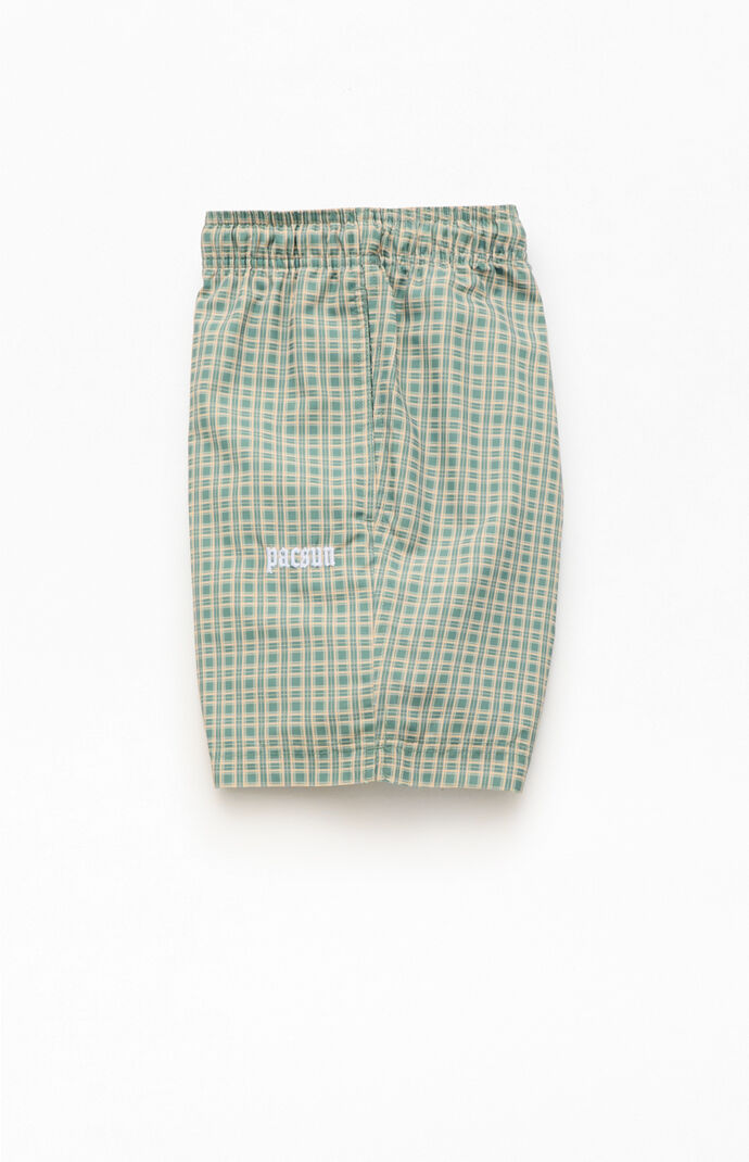 Pacsun Micro Plaid Eco 6.5" Swim Trunks