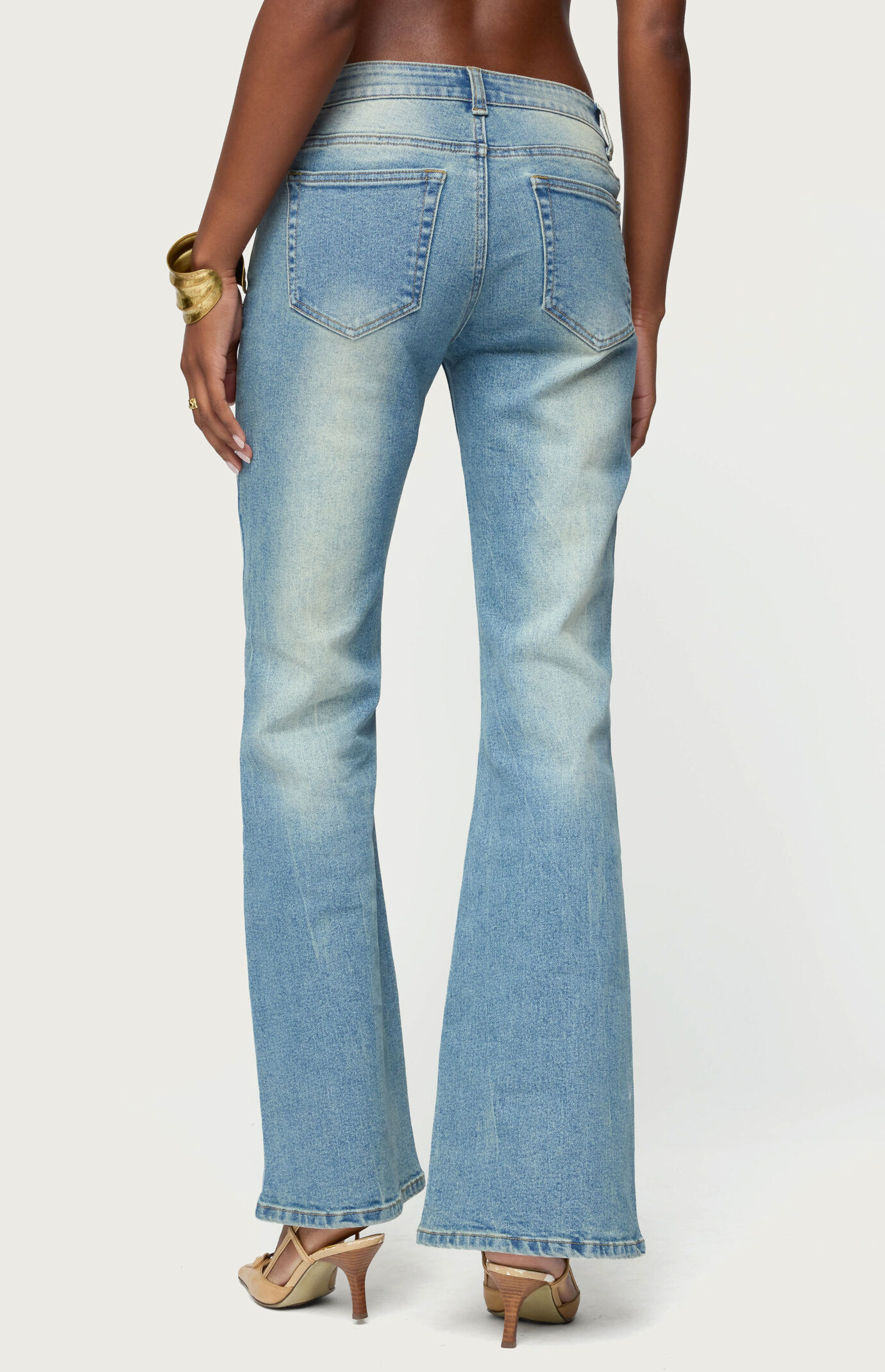 Edikted Jenni Washed Low Rise Flared Jeans