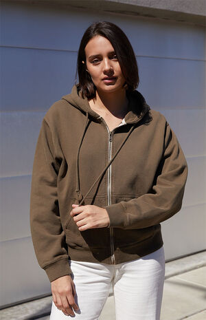 Brown Full Zip Hoodie image number 2