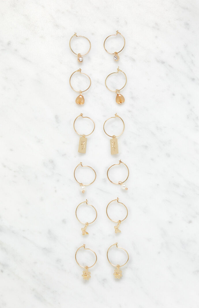 6 Pack Mixed Charm Earrings