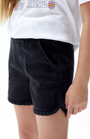 Black Denim Pull On Shorts image number 4