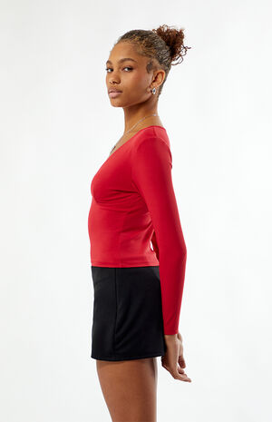 Gianna Plunge V-Neck Long Sleeve Top image number 3
