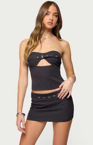 Jazi Cutout Grommet Belt Strapless Top image number 1