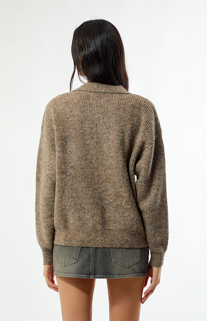 Rhythm Quinn Collared V-Neck Oversized Sweater