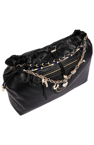 Black Vintage Chain Soft Hobo Bag image number 5