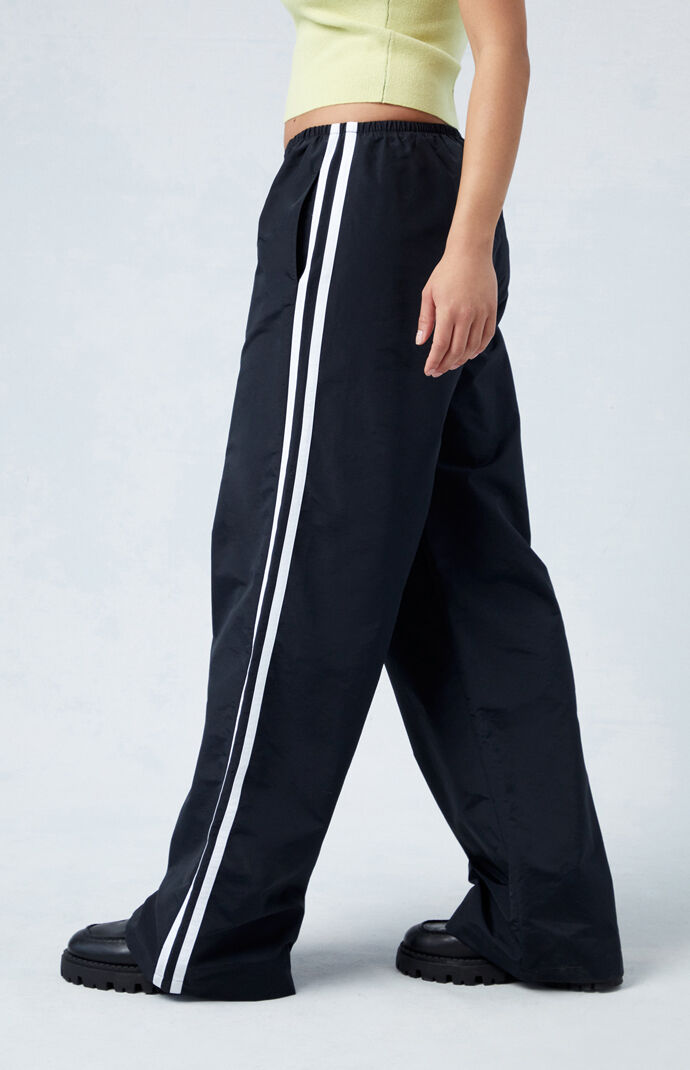 PacSun Black Wide Leg Track Pants PacSun
