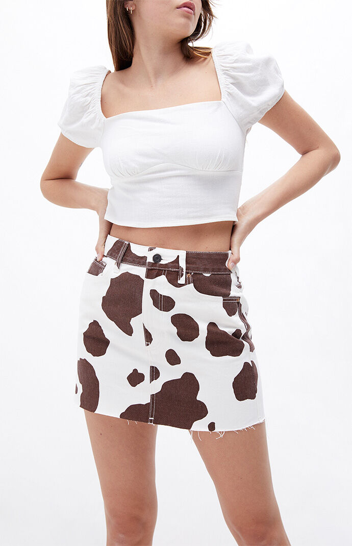 PacSun Cow Print Ultra High Waisted Mini Skirt PacSun