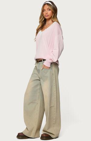 Marie Contrast Lacey V Neck Sweater image number 4