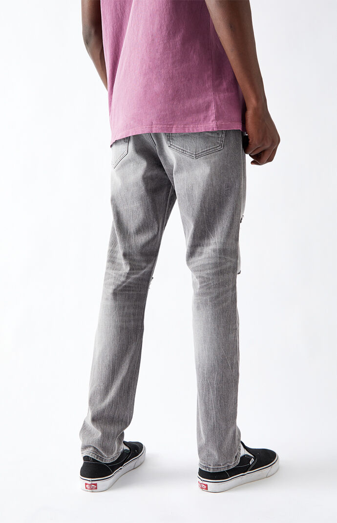 Ripped Gray Slim Taper Jeans