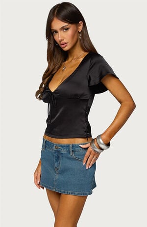 Aurora Satin Effect Ruffle Top image number 2